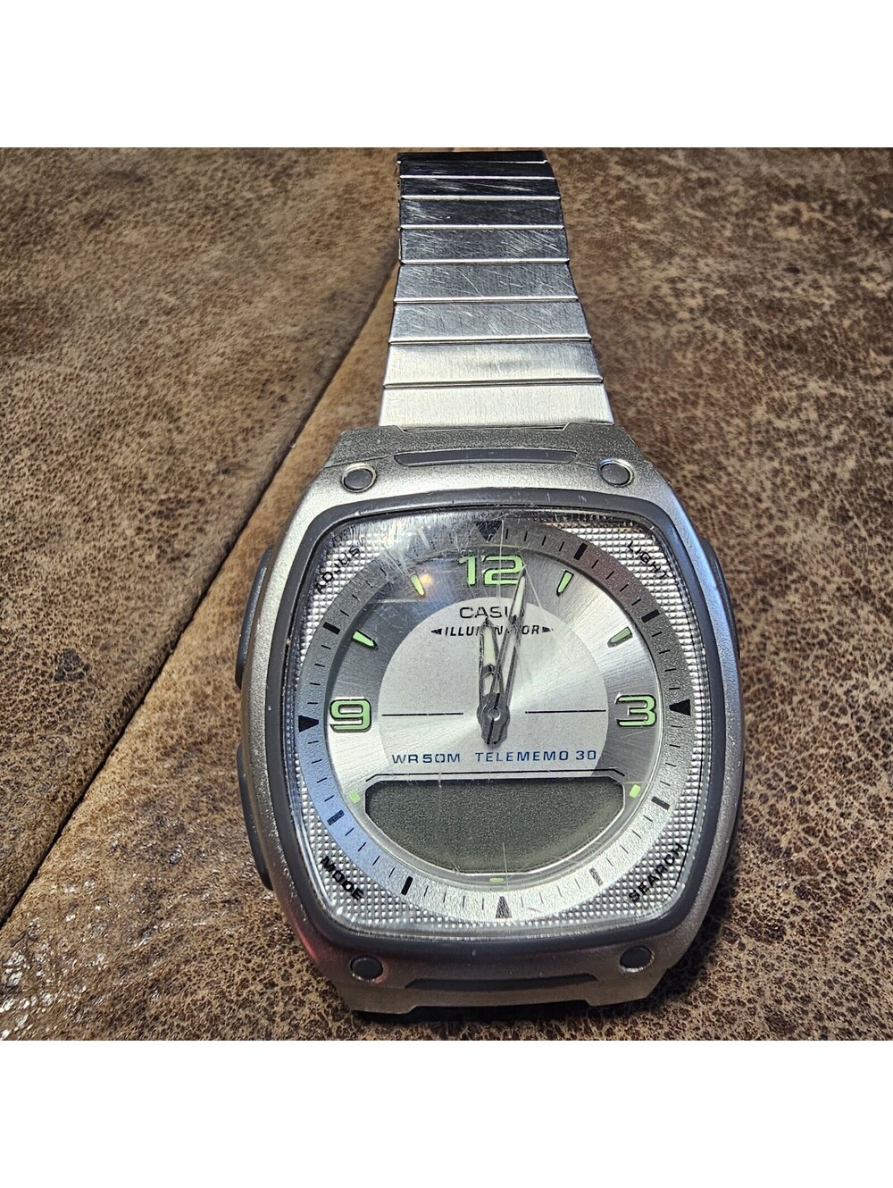 Casio AW-81 Illuminator Telememo 30 Ana-Digi Watch | Silver Dial | Untested
